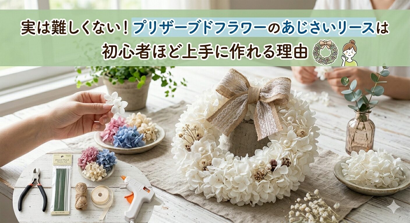 実は難しくない！プリザーブドフラワーのあじさいリースは初心者ほど